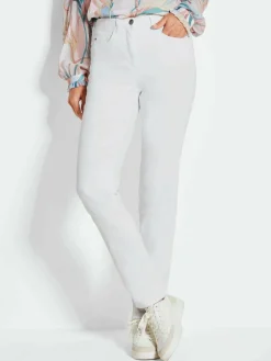 Goldner Jeans*Damen High-Stretch-Jeanshose - Damen Jeans Slim Fit LOUISA mit Stretch-Anteil weiß uni