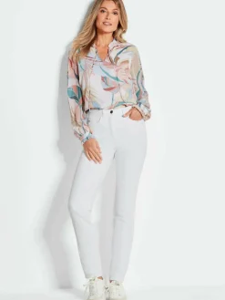 Goldner Jeans*Damen High-Stretch-Jeanshose - Damen Jeans Slim Fit LOUISA mit Stretch-Anteil weiß uni