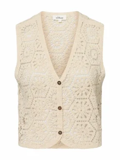 s.Oliver Jacken & Westen*Damen Häkelweste sand strukturiert