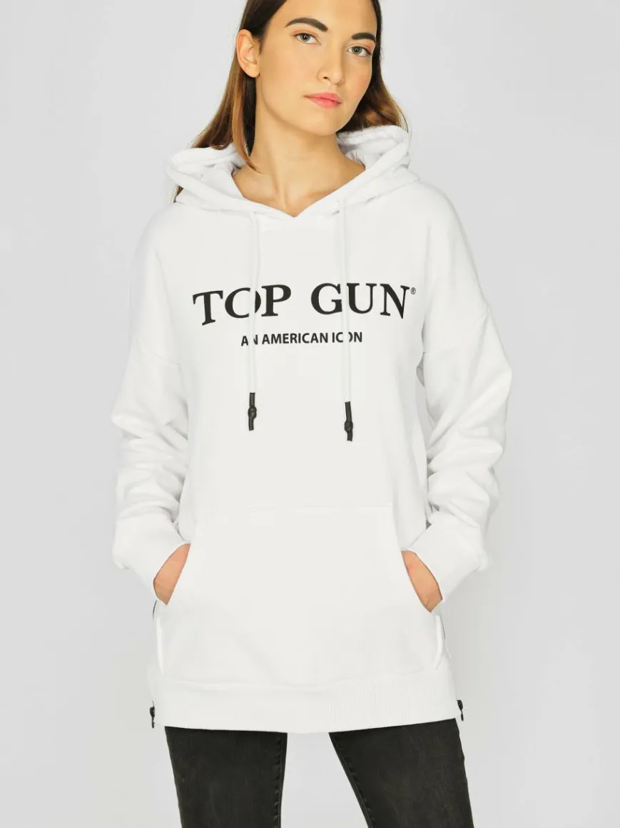 Topgun Sweatshirts & Sweatjacken*Damen Hoodie weiß uni