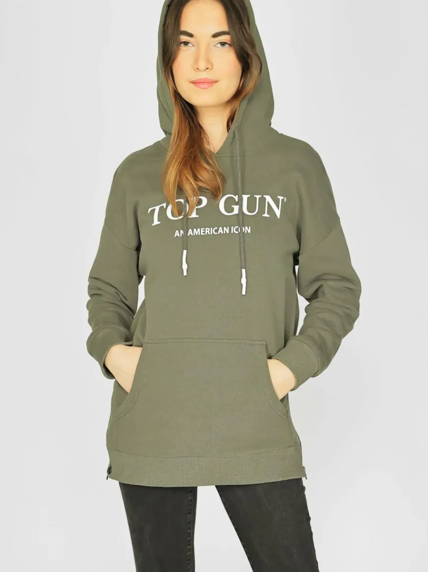 Topgun Sweatshirts & Sweatjacken*Damen Hoodie oliv uni