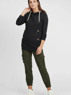 OXMO Sweatshirts & Sweatjacken*Damen Hoodie schwarz uni