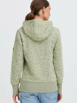 OXMO Sweatshirts & Sweatjacken*Damen Hoodie - OXBeate grün gepunktet