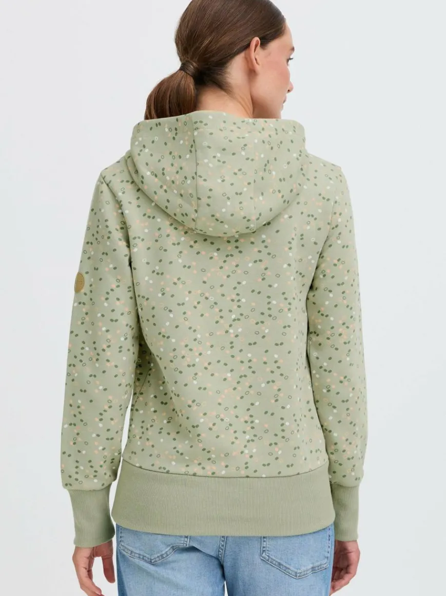 OXMO Sweatshirts & Sweatjacken*Damen Hoodie - OXBeate grün gepunktet