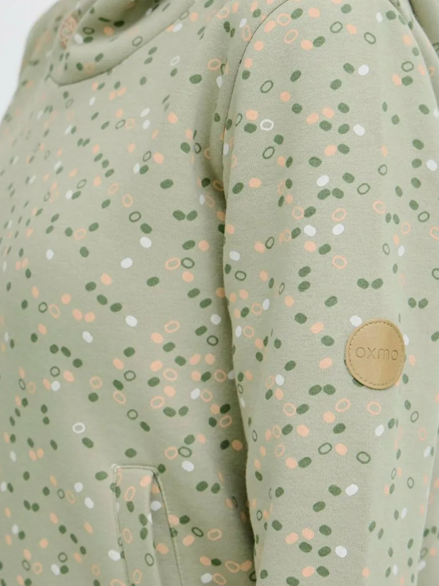 OXMO Sweatshirts & Sweatjacken*Damen Hoodie - OXBeate grün gepunktet