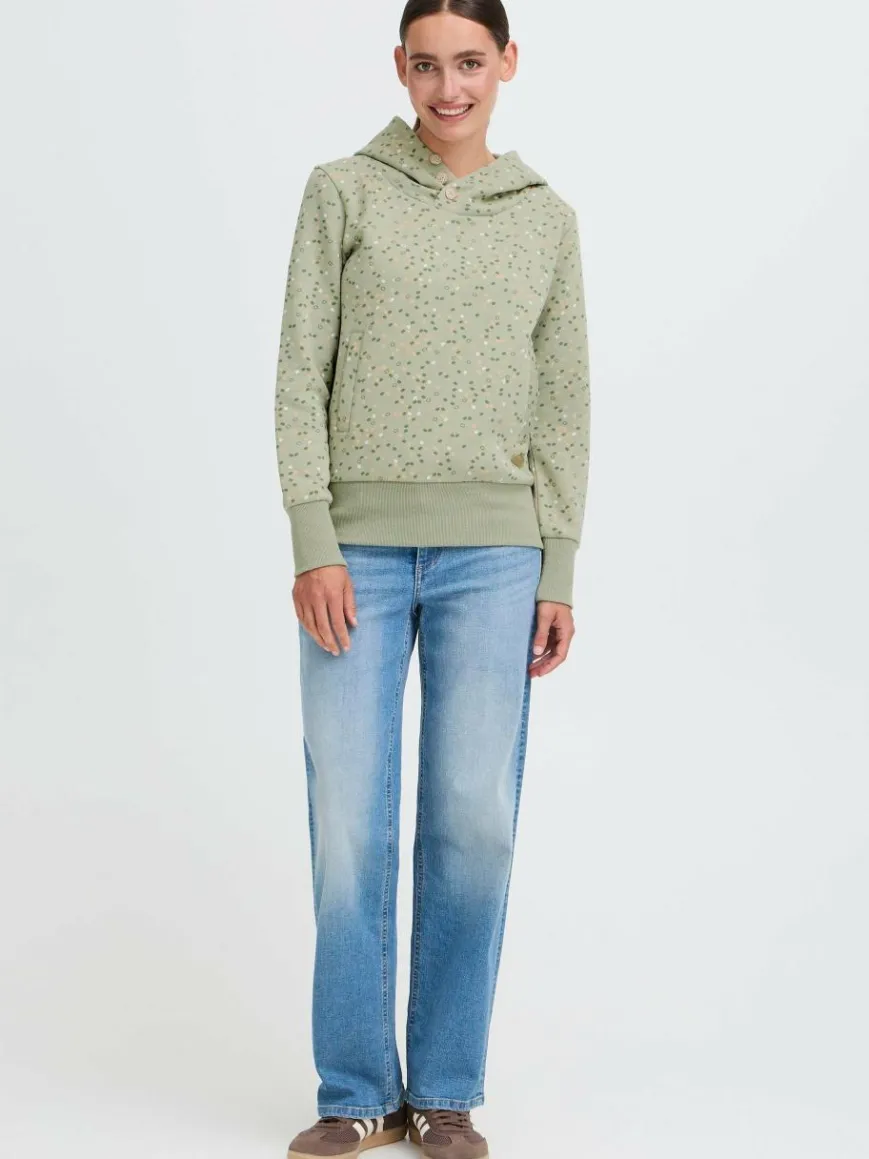 OXMO Sweatshirts & Sweatjacken*Damen Hoodie - OXBeate grün gepunktet