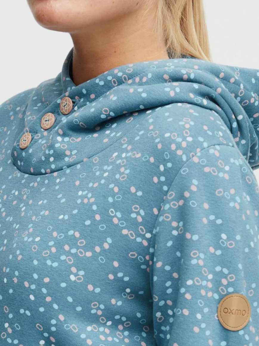 OXMO Sweatshirts & Sweatjacken*Damen Hoodie - OXBeate blau gepunktet