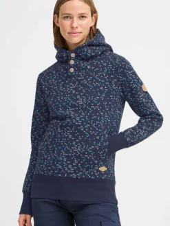 OXMO Sweatshirts & Sweatjacken*Damen Hoodie - OXBeate blau gepunktet