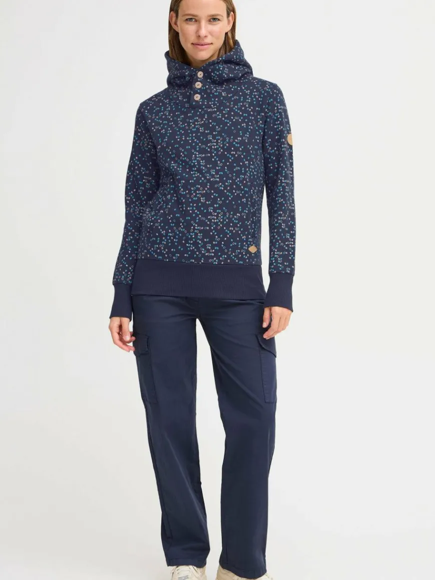 OXMO Sweatshirts & Sweatjacken*Damen Hoodie - OXBeate blau gepunktet