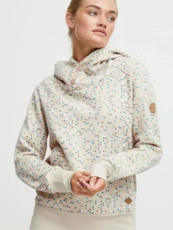 OXMO Sweatshirts & Sweatjacken*Damen Hoodie - OXBeate beige gepunktet