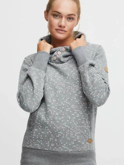OXMO Sweatshirts & Sweatjacken*Damen Hoodie - OXBeate grau gepunktet