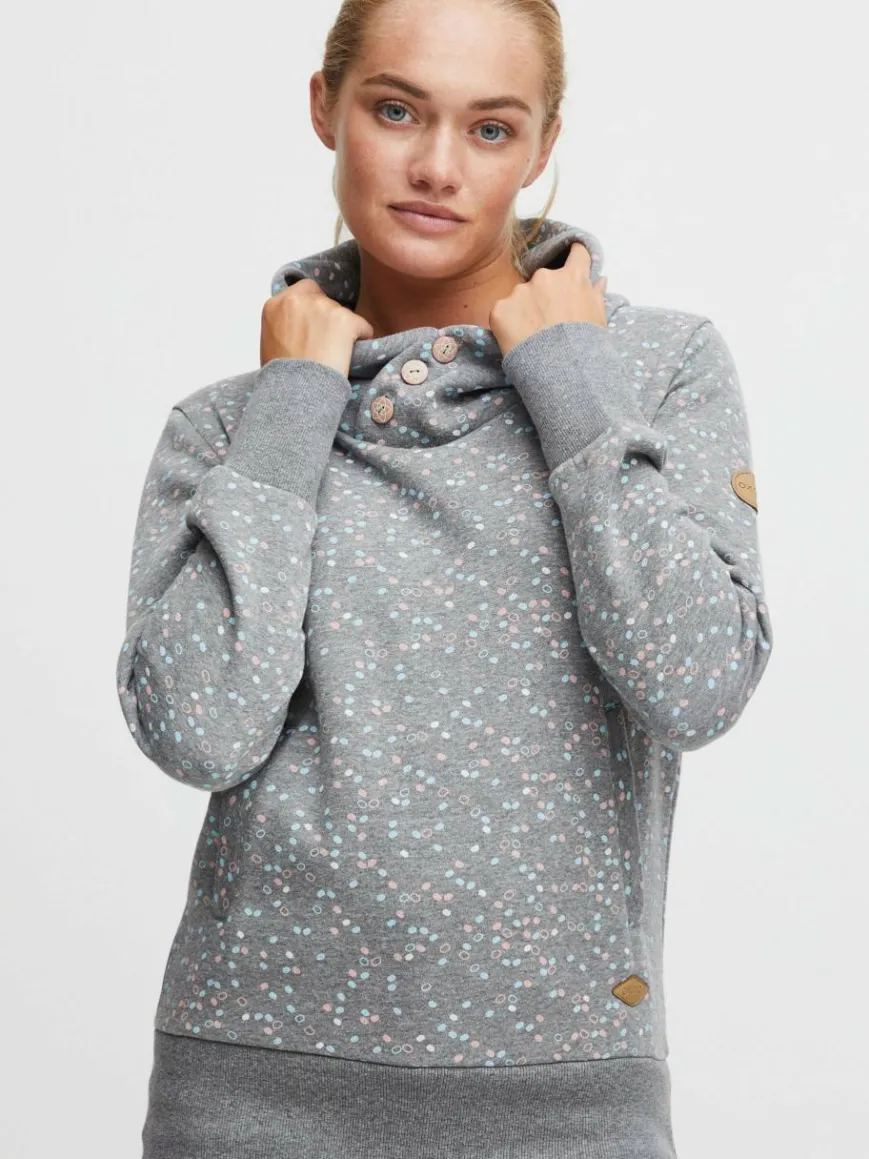 OXMO Sweatshirts & Sweatjacken*Damen Hoodie - OXBeate grau gepunktet