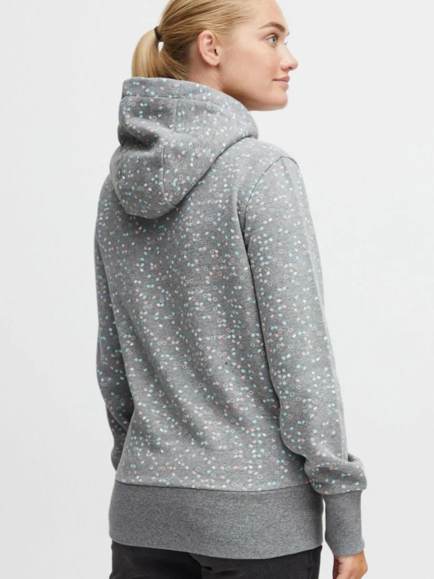 OXMO Sweatshirts & Sweatjacken*Damen Hoodie - OXBeate grau gepunktet