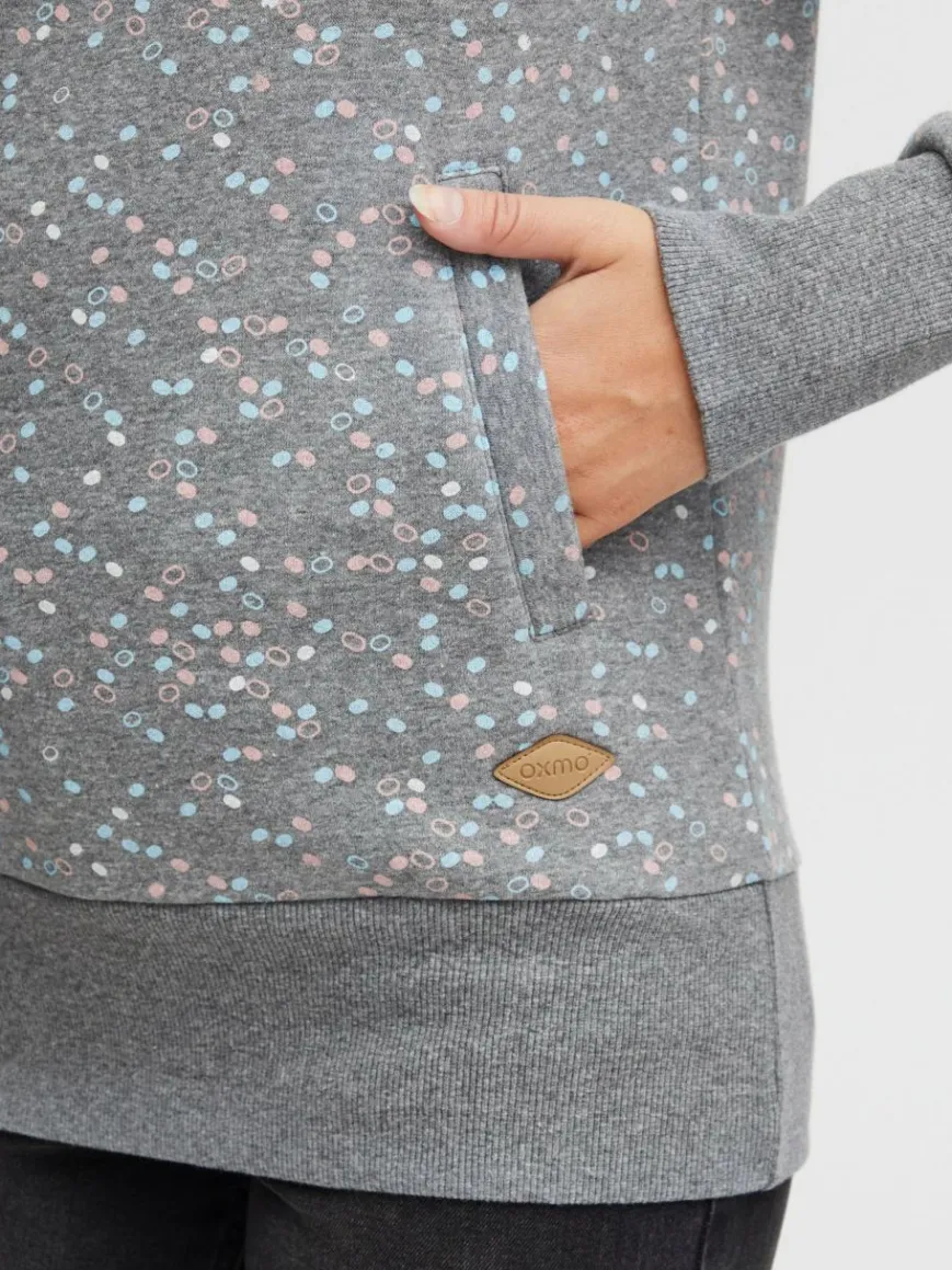 OXMO Sweatshirts & Sweatjacken*Damen Hoodie - OXBeate grau gepunktet
