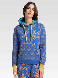 Carlo Colucci Sweatshirts & Sweatjacken*Damen Hoodie ohne Reißverschluss - Citarda blau gemustert