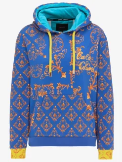 Carlo Colucci Sweatshirts & Sweatjacken*Damen Hoodie ohne Reißverschluss - Citarda blau gemustert