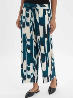 Street One Hosen*Damen Hose petrol ecru gemustert