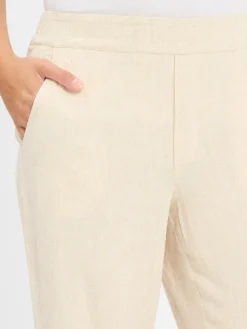 mbyM Hosen*Damen Hose mit Leinen-Anteil - Emmett-M beige meliert