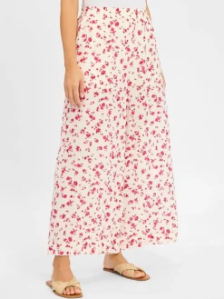 Msch Copenhagen Hosen*Damen Hose MSCHFalisha ecru himbeer gemustert