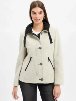 Amber & June Jacken & Westen*Damen Jacke mit Woll-Anteil hellgrau ecru meliert