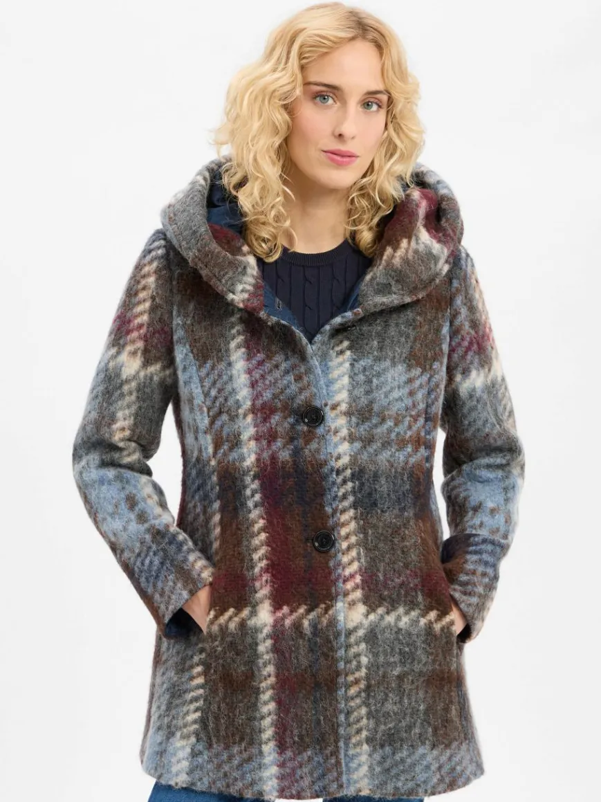 Amber & June Jacken & Westen*Damen Jacke mit Woll-Anteil blau mehrfarbig kariert