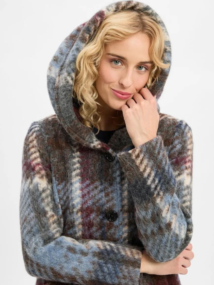 Amber & June Jacken & Westen*Damen Jacke mit Woll-Anteil blau mehrfarbig kariert