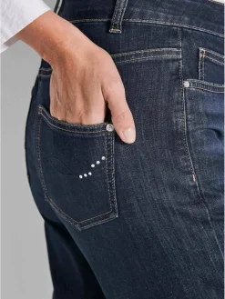 Goldner Jeans*Damen Jeans - Denim Jeans mit weitem Bein blau uni