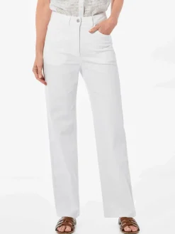 Goldner Jeans*Damen Jeans - Denim Jeans mit weitem Bein weiß uni