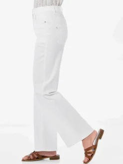 Goldner Jeans*Damen Jeans - Denim Jeans mit weitem Bein weiß uni