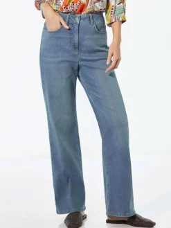Goldner Jeans*Damen Jeans - Denim Jeans mit weitem Bein hellblau uni