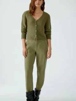 Oui Jeans*Damen Jeans Barrel oliv uni