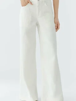 Oui Jeans*Damen Jeans Flared weiß uni