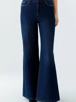 Oui Jeans*Damen Jeans Wide Leg denim uni