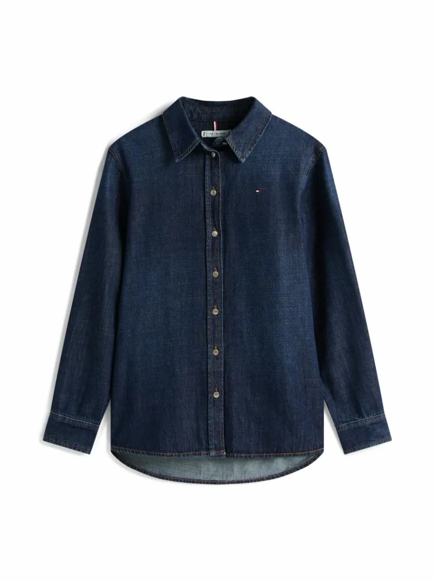 Tommy Hilfiger Blusen*Damen Jeansbluse denim uni