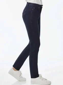 Goldner Jeans*Damen Jeanshose - Lange Freizeithose BELLA mit Formbund blau uni