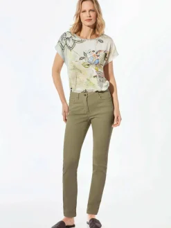 Goldner Jeans*Damen Jeanshose - Lange Freizeithose BELLA mit Formbund schilf uni