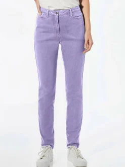 Goldner Jeans*Damen Jeanshose - Lange Freizeithose BELLA mit Formbund flieder uni