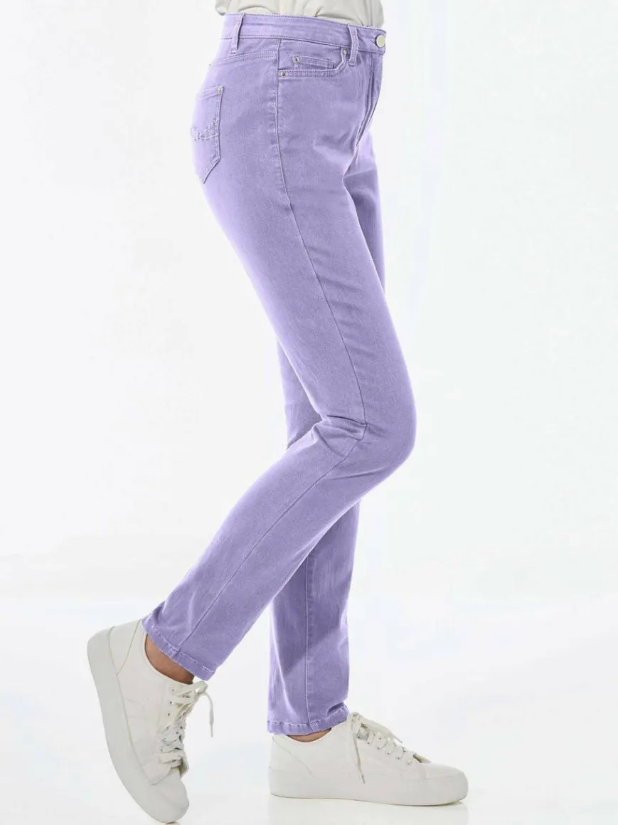 Goldner Jeans*Damen Jeanshose - Lange Freizeithose BELLA mit Formbund flieder uni