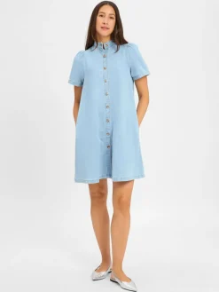 Msch Copenhagen Kleider*Damen Jeanskleid - MSCHJolene Elena bleached uni