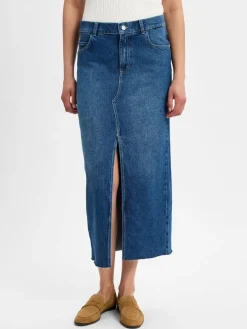 Angels Röcke*Damen Jeansrock - Midi Denim blue stone uni