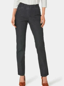 Goldner Jeans*Damen Jeansschlupfhose LOUISA - Edel geschmückte Jeansschlupfhose LOUISA schwarz uni