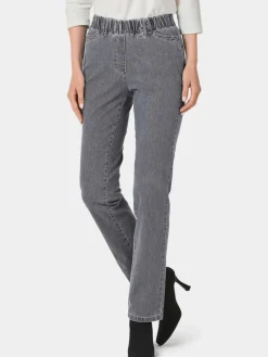 Goldner Jeans*Damen Jeansschlupfhose LOUISA - Edel geschmückte Jeansschlupfhose LOUISA grau uni