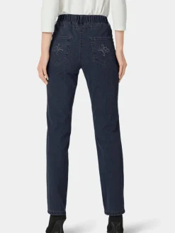 Goldner Jeans*Damen Jeansschlupfhose LOUISA - Edel geschmückte Jeansschlupfhose LOUISA blau uni