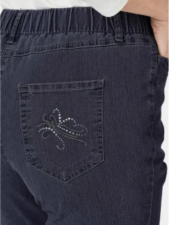 Goldner Jeans*Damen Jeansschlupfhose LOUISA - Edel geschmückte Jeansschlupfhose LOUISA blau uni
