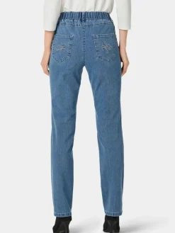 Goldner Jeans*Damen Jeansschlupfhose LOUISA - Edel geschmückte Jeansschlupfhose LOUISA hellblau uni