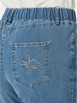 Goldner Jeans*Damen Jeansschlupfhose LOUISA - Edel geschmückte Jeansschlupfhose LOUISA hellblau uni