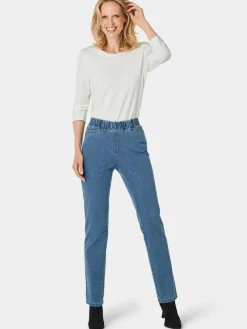 Goldner Jeans*Damen Jeansschlupfhose LOUISA - Edel geschmückte Jeansschlupfhose LOUISA hellblau uni