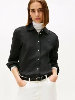 Tommy Hilfiger Blusen*Damen Jersey-Bluse anthrazit meliert