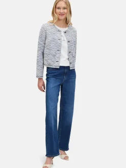 Betty & Co Blazer*Damen Jerseyjacke blau gemustert