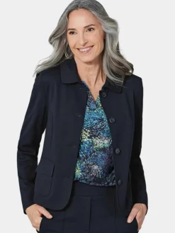 Goldner Blazer*Damen Jerseyjacke - Leichte Jacke mit Stehkragen in rot marine uni